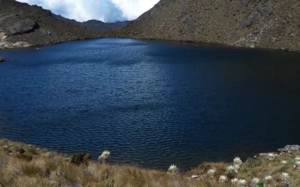 Laguna de agua cristalina en el páramo de Santurbán, Colombia