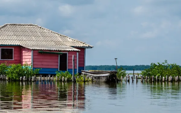 Floating house in the Ciénaga Grande de Santa Marta in Colombia