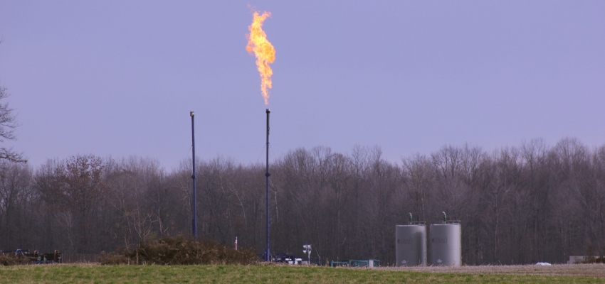 Flaring at the Scott Township fracking well in Pennsylvania.