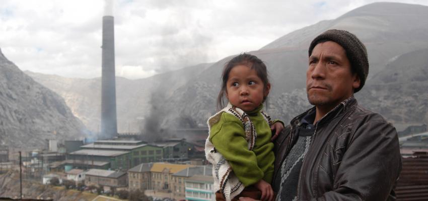Residents outside the La Oroya Metallurgical Complex, Peru.